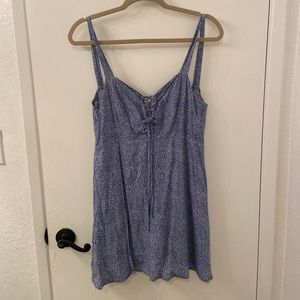 Mini blue and white flower flowy dress